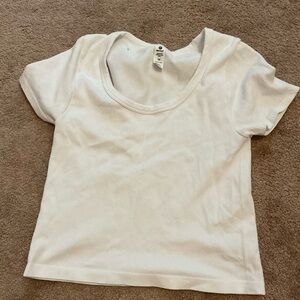 90 Degree By Reflex White Ribbed Short Sleeve Top